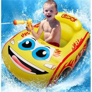 Unisex Kids Pool Float with Water Gun,‎ Inflatable Ride-on Swimming Pool Toy Car